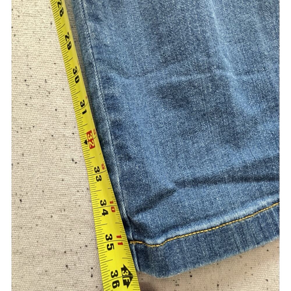 Spanx Flare Jeans Womens M Long Blue Wash Denim Pull On High Rise Stretch 36’ T - Picture 6 of 7